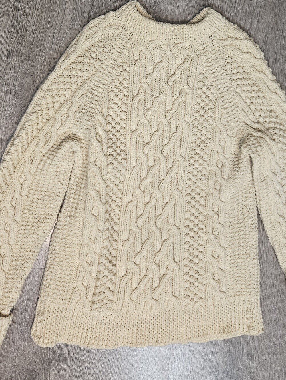 Vintage Cream Wool Cable Knit Sweater